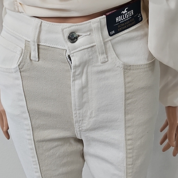 NWT Ultra High Rise Hollister Cream and White Ankle Jeans - Picture 4 of 10
